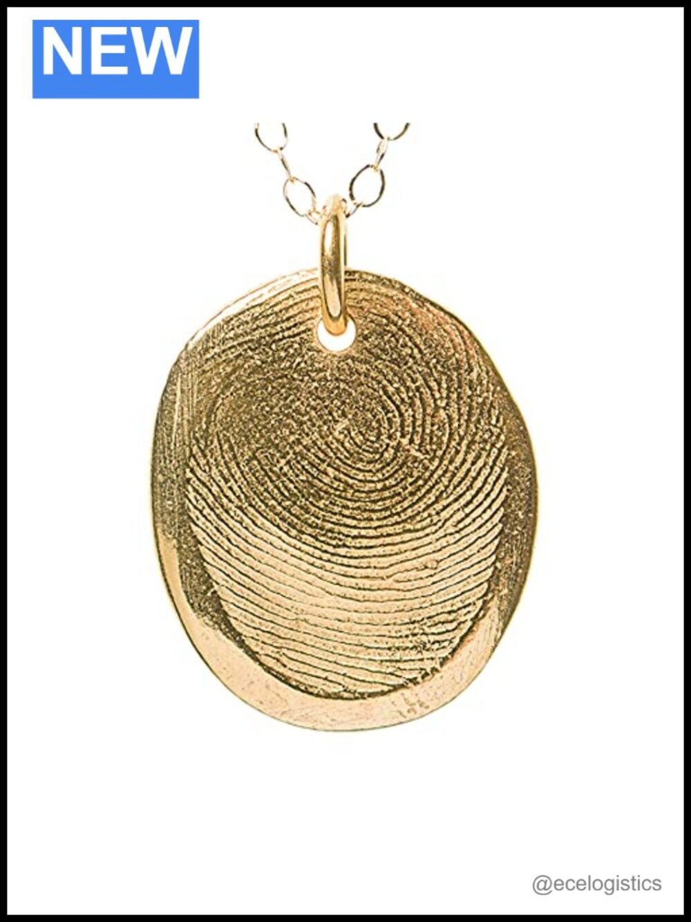 Gold Vermeil Fingerprint Pendant Necklace Custom Kit 18 Inch